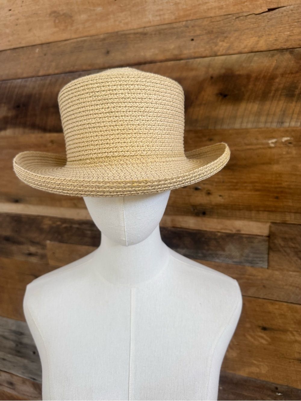 RARE Vintage Accessory Design Group Straw Mad Hatter Top Hat High Crown Boater